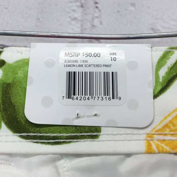 Isaac Mizrahi Tailored Shorts Women Sz 10 Lemon Lime Print Chino Flat Front NWT - Picture 11 of 13